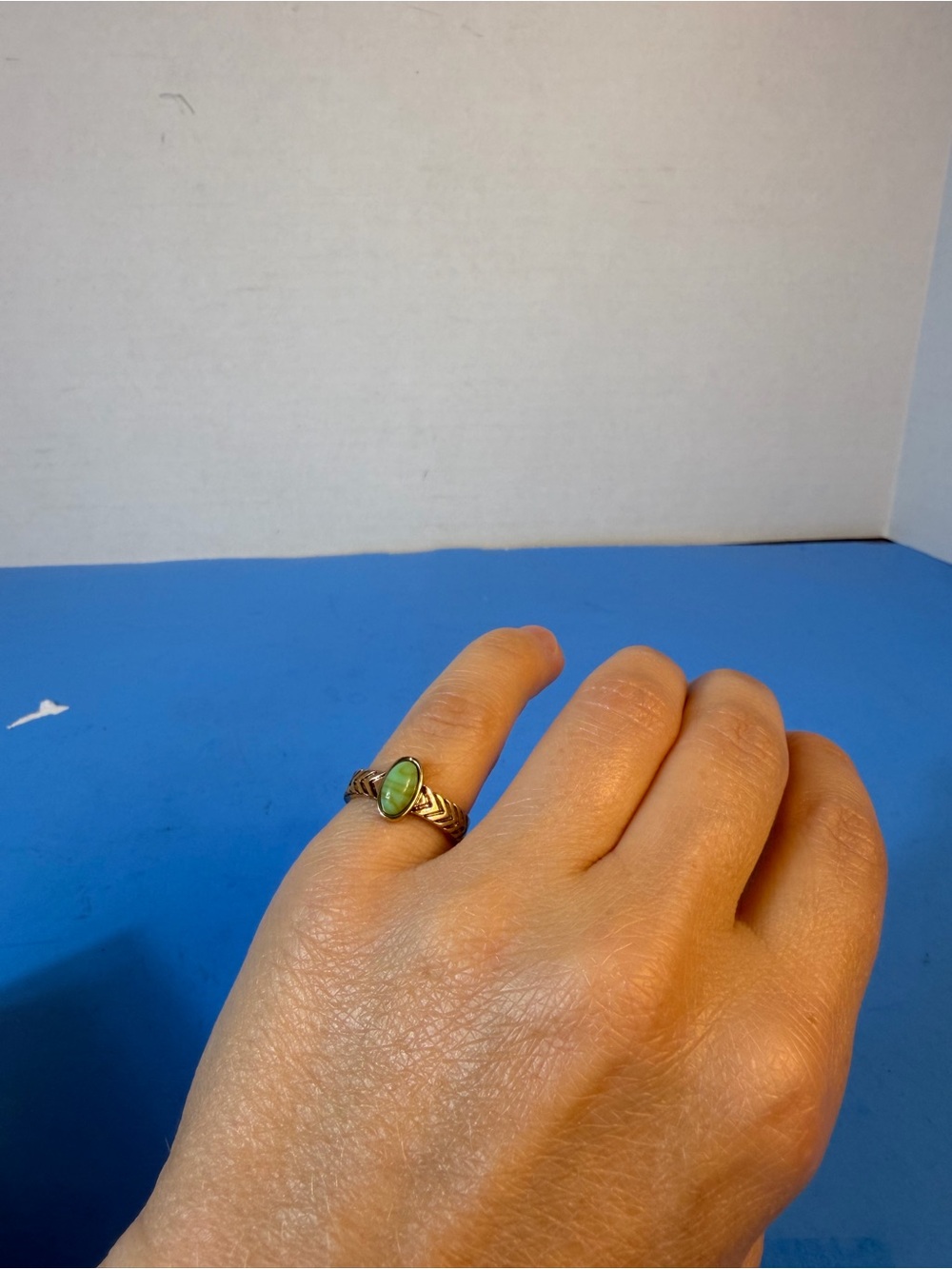 Sterling Silver Ring with Green Oval Stone